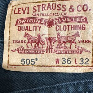 Men's LEVIS 505 Jeans, Black Regular Cut, Size- Waist 36, Length 32